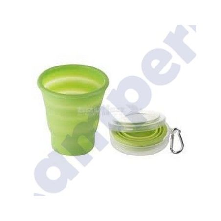Vaso plegable de silicona verde