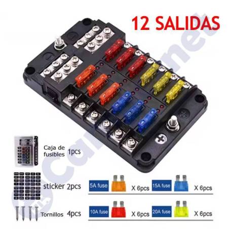 Caja portafusibles 12 positivos y negativos