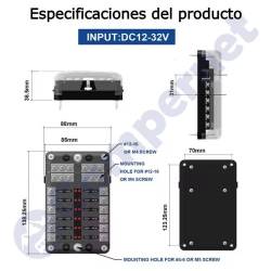 Caja portafusibles 12 positivos y negativos